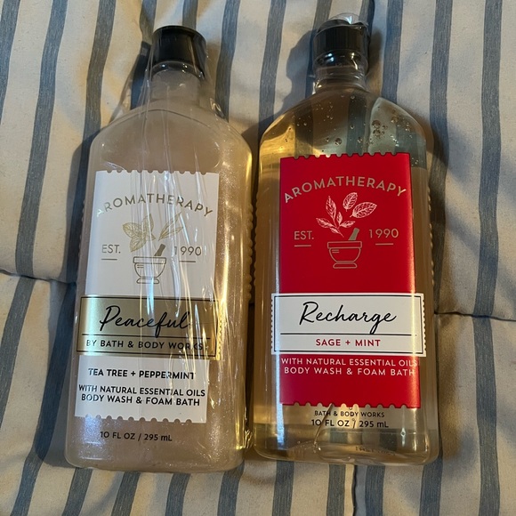 Bath and body works aromatherapy bundle body wash &foam bath peaceful &recharge